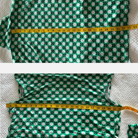 Cleo Petites Geometric Long Sleeve Top w/ Elastic hem blouson viscose stretch L - Picture 6 of 7